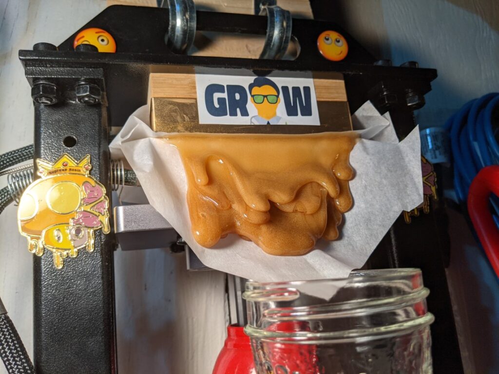 Pressing hash rosin drip shot